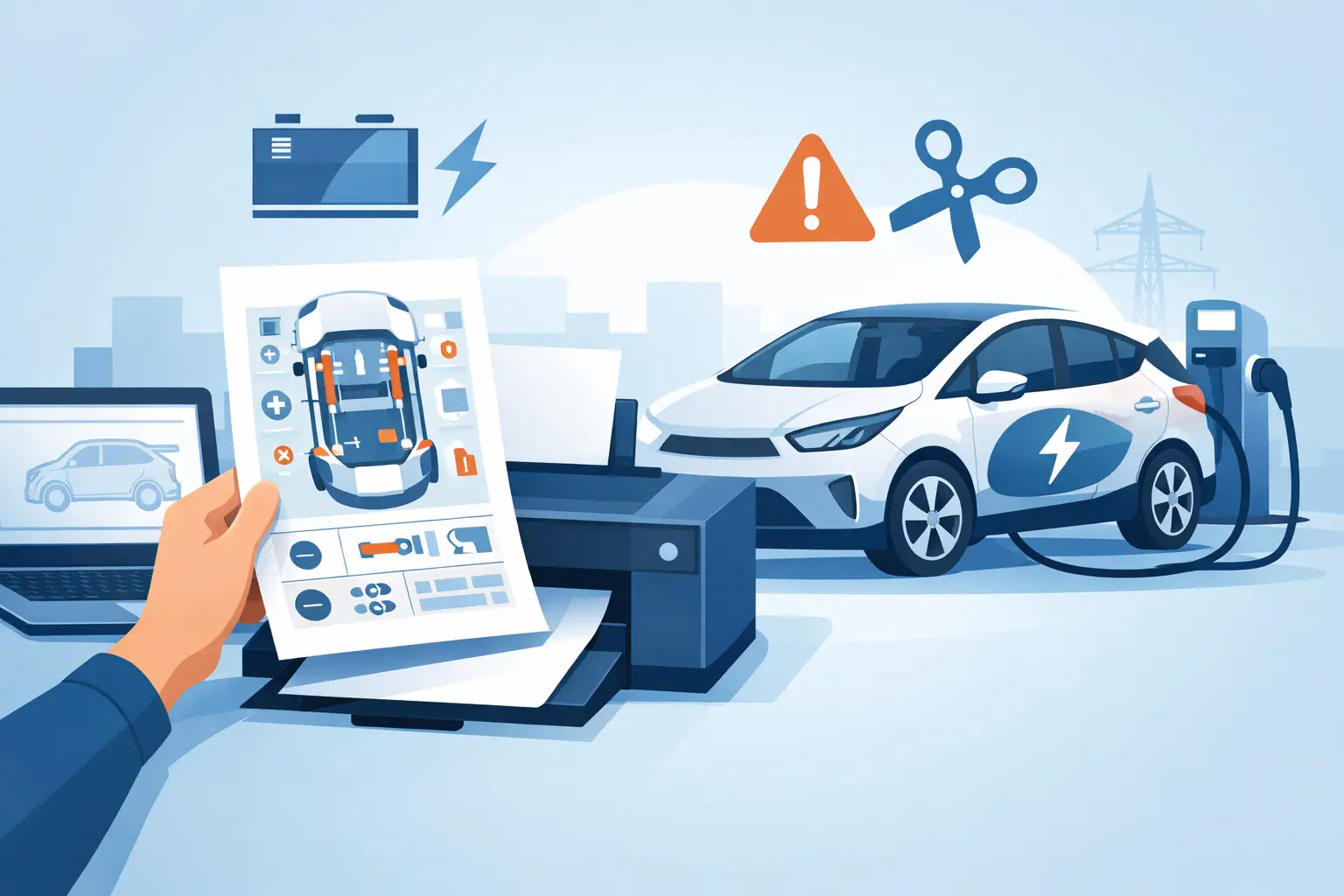 Rettungskarte für Elektroauto ausdrucken