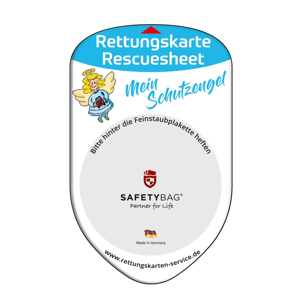 KFZ-PKW-Auto-Car-Rettungskarten-Rescue-Card-Rettungsdatenblatt-Halterung-Tasche-Huelle-Rueckseite-F-Front-Schutzengel - Rettungskarten Service