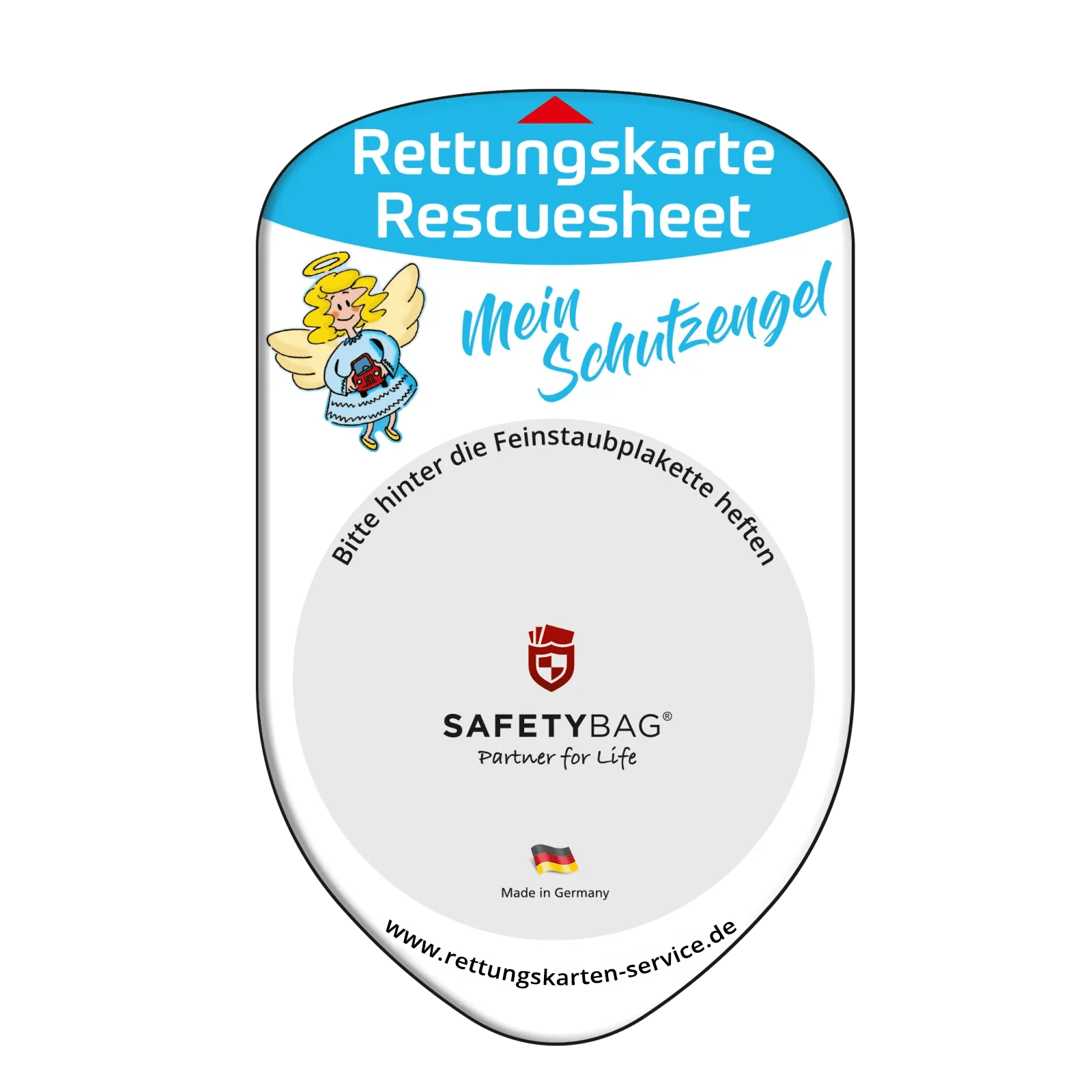 KFZ-PKW-Auto-Car-Rettungskarten-Rescue-Card-Rettungsdatenblatt-Halterung-Tasche-Huelle-Rueckseite-F-Front-Schutzengel - Rettungskarten Service