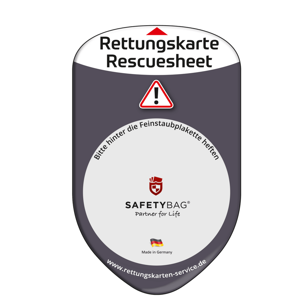 KFZ-PKW-Auto-Car-Rettungskarten-Rescue-Card-Rettungsdatenblatt-Halterung-Tasche-Huelle-Rueckseite-F-Front-anthrazit - Rettungskarten Service