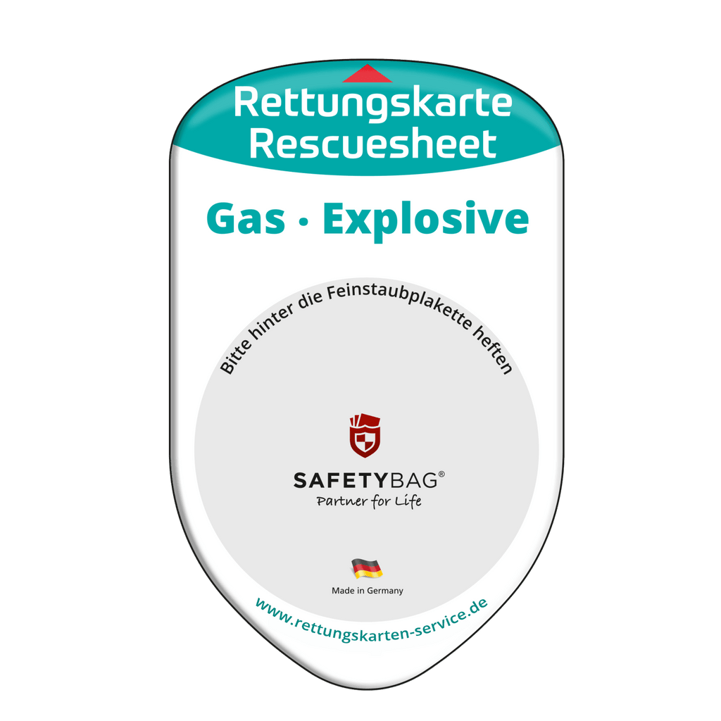KFZ-PKW-Auto-Car-Rettungskarten-Rescue-Card-Rettungsdatenblatt-Halterung-Tasche-Huelle-Rueckseite-F-Front-gas - Rettungskarten Service