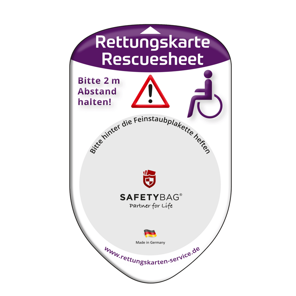 KFZ-PKW-Auto-Car-Rettungskarten-Rescue-Card-Rettungsdatenblatt-Halterung-Tasche-Huelle-Rueckseite-F-Front-rollstuhlfahrer - Rettungskarten Service
