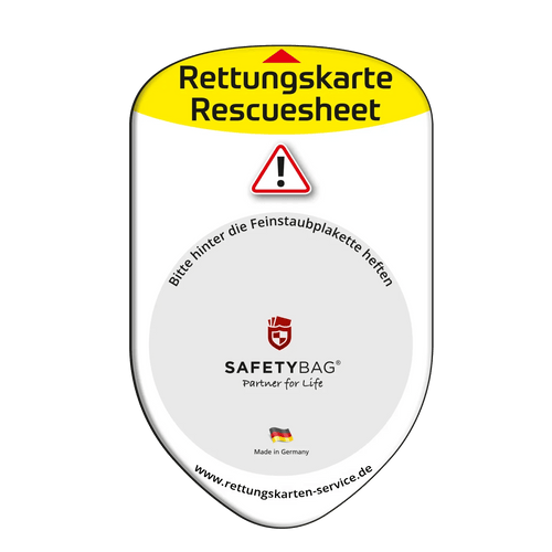 KFZ-PKW-Auto-Car-Rettungskarten-Rescue-Card-Rettungsdatenblatt-Halterung-Tasche-Huelle-Rueckseite-F-Front-weiss - Rettungskarten Service