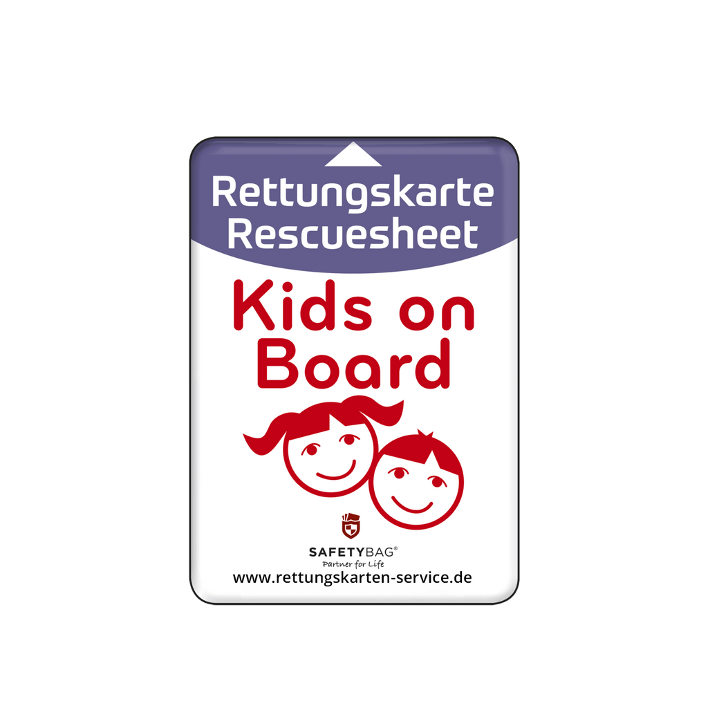 KFZ-PKW-Auto-Car-Rettungskarten-Rescue-Card-Rettungsdatenblatt-Halterung-Tasche-Huelle-Rueckseite-S-Front-kids - Rettungskarten Service