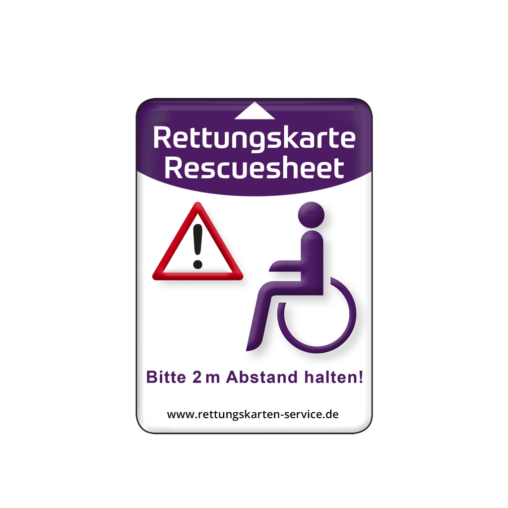 KFZ-PKW-Auto-Car-Rettungskarten-Rescue-Card-Rettungsdatenblatt-Halterung-Tasche-Huelle-Rueckseite-S-Front-rollstuhl - Rettungskarten Service