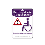 KFZ-PKW-Auto-Car-Rettungskarten-Rescue-Card-Rettungsdatenblatt-Halterung-Tasche-Huelle-Rueckseite-S-Front-rollstuhl - Rettungskarten Service