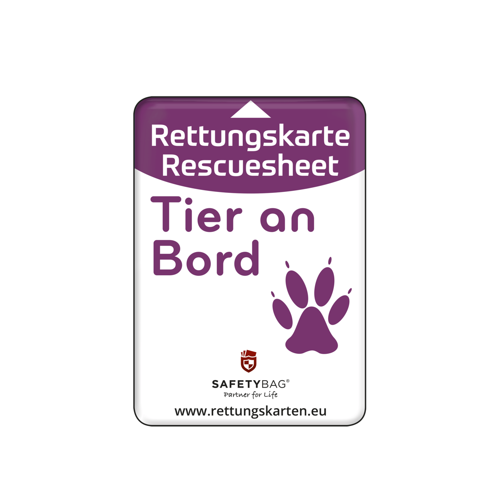 Rettungskarten-Halterung - SafetyBag® S - Tier an Board