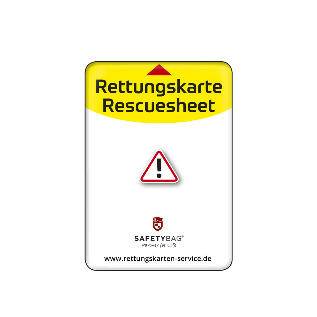 KFZ-PKW-Auto-Car-Rettungskarten-Rescue-Card-Rettungsdatenblatt-Halterung-Tasche-Huelle-Rueckseite-S-Front-weiss - Rettungskarten Service