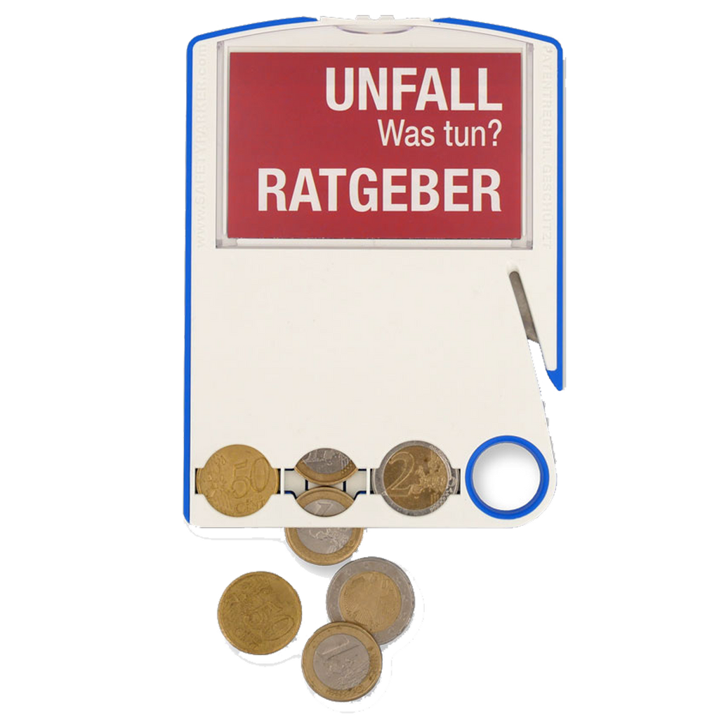 SafetyParker – Multifunktions-Parkscheibe mit Gurtschneider