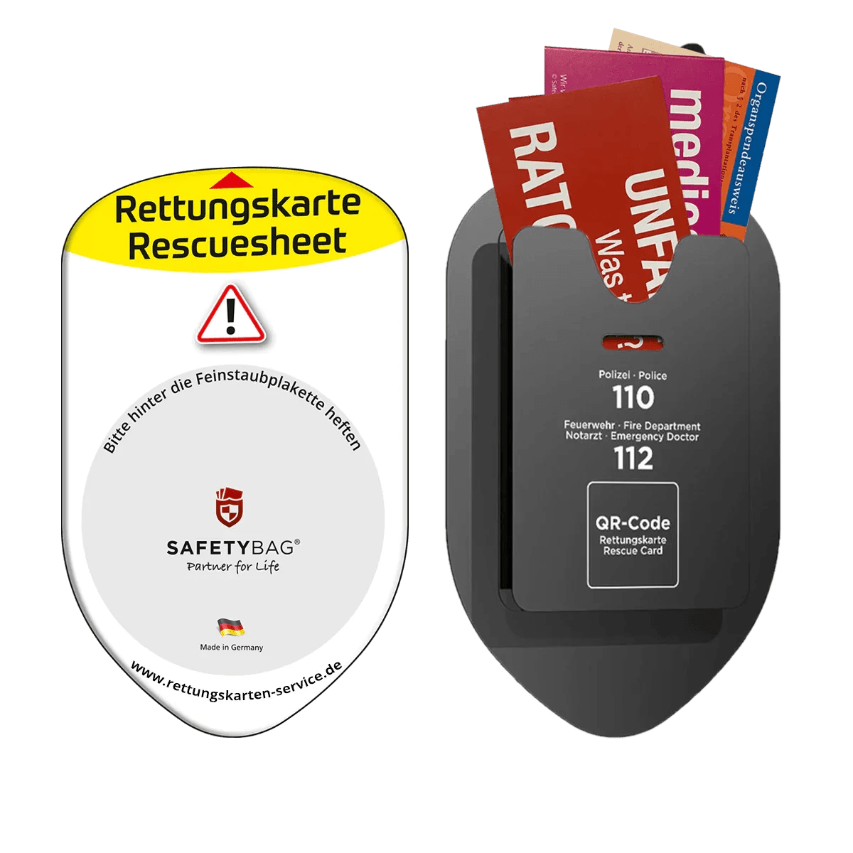 rettungskarten-halterung-tasche-vorderseite-rueckseite-safetybag-weiss - Rettungskarten Service